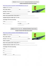 English Worksheet: Listening and video watching - PAVING THE ROADS WITH RECYCLED PLASTICS