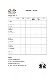 English Worksheet: Likes and dislikes