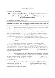 English Worksheet: Giving kids pocket money