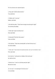 English Worksheet: exercises reported speech intermediate level