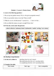 English Worksheet: Pocket money