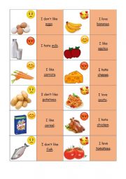 English Worksheet: Memory game food likes and dislikes