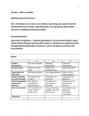 English Worksheet: Student Learning Objectives for Advanced English Speaker