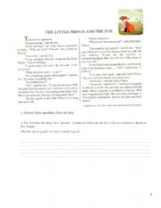 English Worksheet: The Little Prince chapter 21
