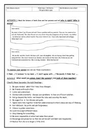 English Worksheet: writing about the generation gap