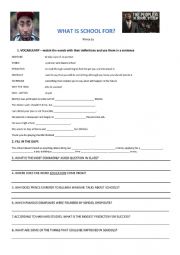 English Worksheet: What is school for - Prince Ea - video