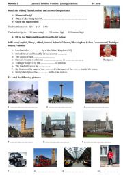 English Worksheet: London wonders video worksheet (group session)