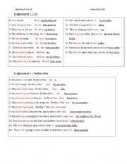 English Worksheet: Agreement Neither/Nor and So Overview