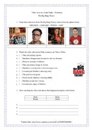 English Worksheet: The Big Bang Theory - Reporting Verbs Video Activity