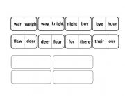 English Worksheet: Homophone domino