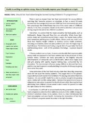 English Worksheet: Guide to Writing an Opinion Essay