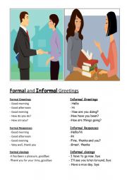 English Worksheet: Formal and Informal greetings