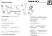 English Worksheet: Perfect by Ed Sheeran worksheet