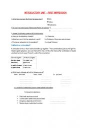 English Worksheet: first impression