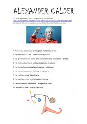 English Worksheet: 10 facts about Alexander Calder