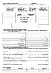 English Worksheet: sustainable development related vocabularu