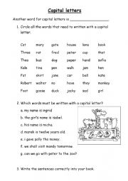 English Worksheet: Capital Letters (names)