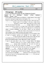 English Worksheet: 2nd form test