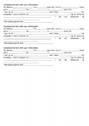 English Worksheet: Complete the text