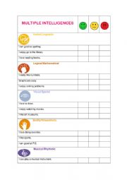 English Worksheet: Multiple Intelligences