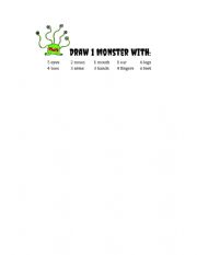 English Worksheet: Body Parts: Draw a Monster!