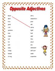 English Worksheet: OPPOSITE ADJECTIVES