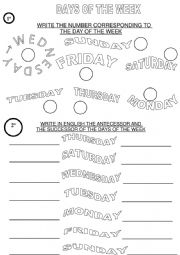 English Worksheet: DAYS OF THE WEEK