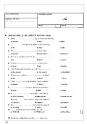 English Worksheet: Placement test