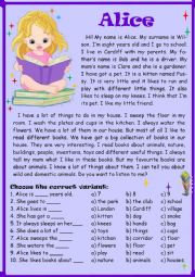 English Worksheet: Alice