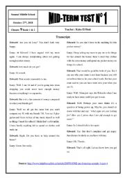 English Worksheet: 2018 / 2019 9th Form Mid-Term Test 1