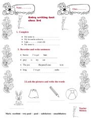 English Worksheet: Entry writing test