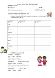 English Worksheet: COMPARATIVES AND SUPERLATIVES TEST