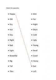 English Worksheet: opposite adjectives match