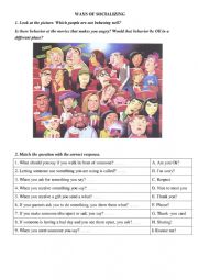English Worksheet: Ways of socializing
