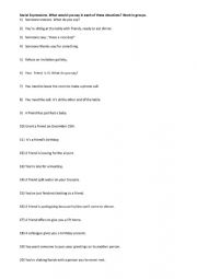 English Worksheet: Common social expressions