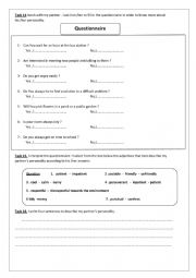 English Worksheet: QUESTIONNAIRE