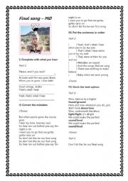 English Worksheet: Final Song - Mo