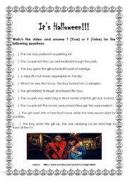English Worksheet: Halloween Video and Song Activity