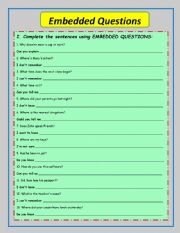 English Worksheet: Embedded questions