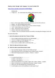 TED video worksheet: Reading minds through body language/ by Lynne Franklin