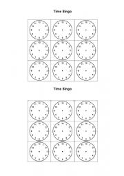 English Worksheet: time bingo worksheet