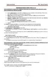 English Worksheet: Grammar notes from unit 4 to unit 6  Headway