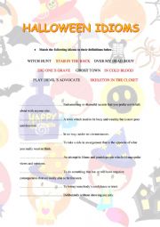 English Worksheet: Halloween idioms