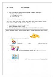 English Worksheet: Friends , group session  , 7th forms