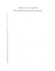 English Worksheet: What You Love - Worksheet
