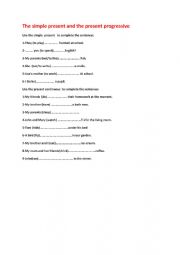 English Worksheet: the simple present and the present progressive 