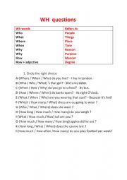 English Worksheet: Wh words 