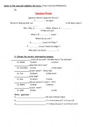 English Worksheet: wh words 