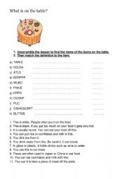 English Worksheet: Items on the dinner table