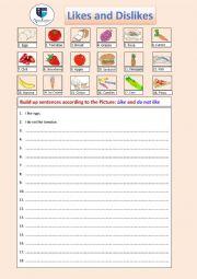 English Worksheet: like and dislike